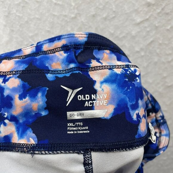 Old Navy Active Leggings Women Sz XXL Blue Pink Floral Pull On Go Dry Drawstring - Picture 9 of 11